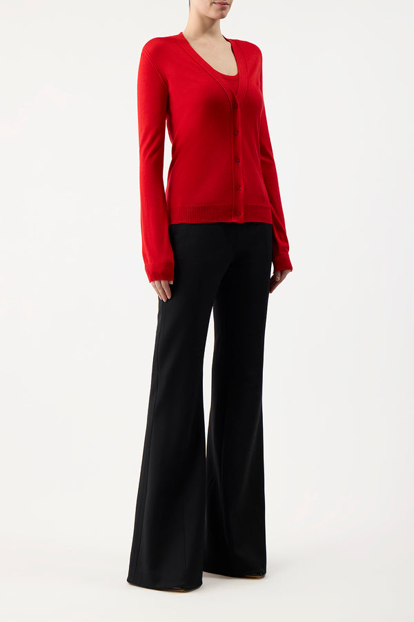 Gabriela Hearst Tori Knit Cardigan In Red Topaz Cashmere Silk