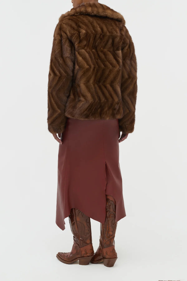 Gabriela Hearst Torstein Coat In Mahogany Recycled Mink Fur