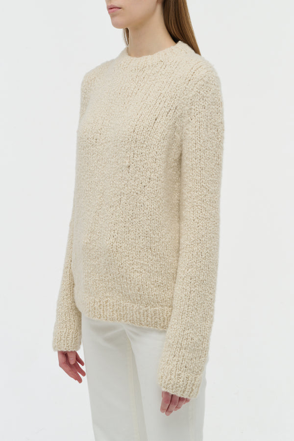 Gabriela Hearst Typhon Knit Sweater In Ivory Cashmere Boucle