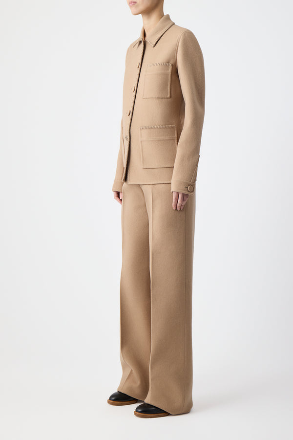 Gabriela Hearst Ulu Chore Jacket In Camel Double-Face Recycled Cashmere