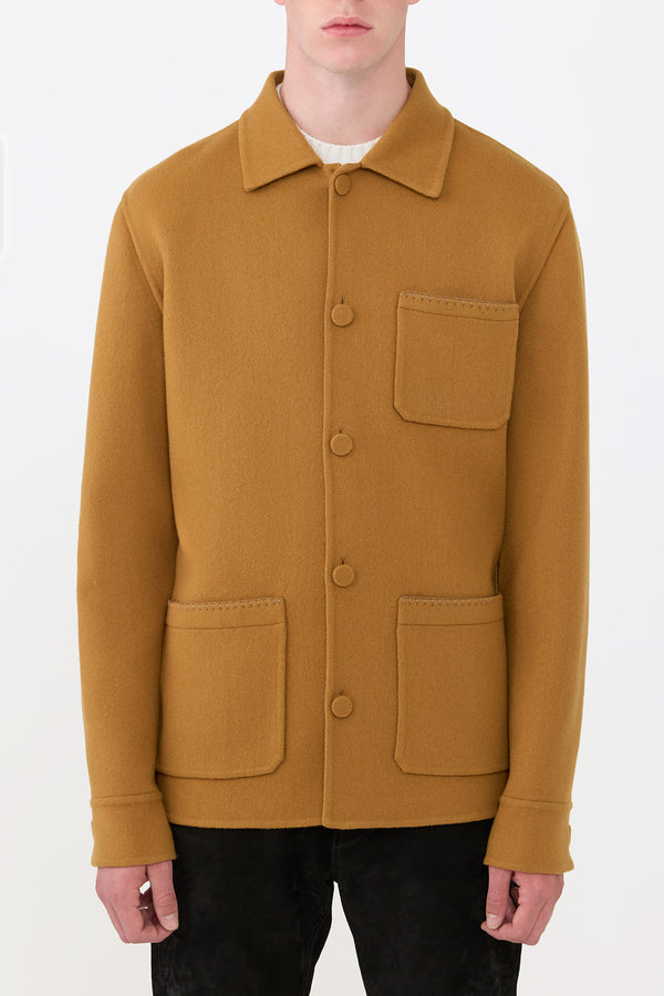 Gabriela Hearst Ulu Chore Jacket In Yellow Ochre Double-Face Recycled Cashmere
