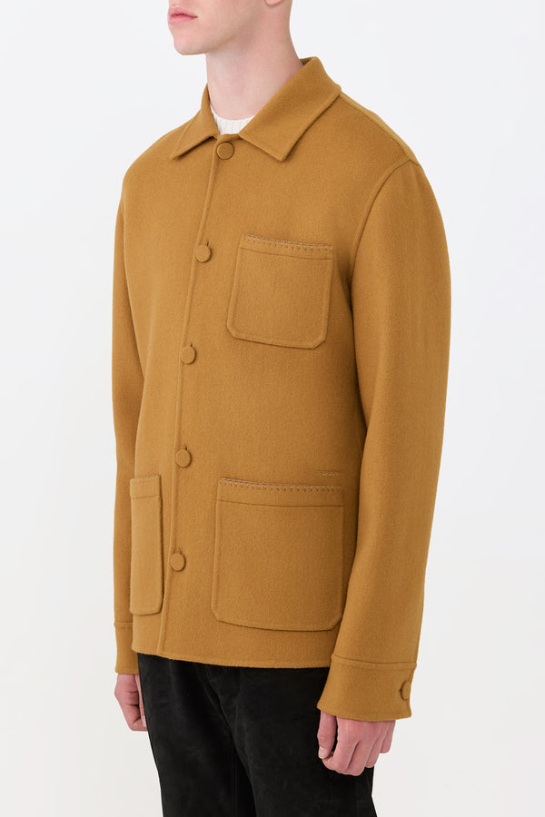 Gabriela Hearst Ulu Chore Jacket In Yellow Ochre Double-Face Recycled Cashmere