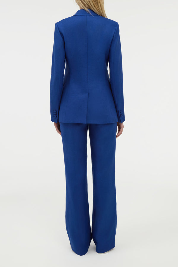 Gabriela Hearst Vesta Flare Pant In Cobalt Linen Twill