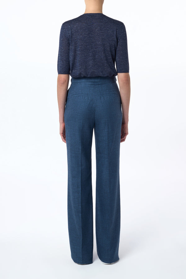 Gabriela Hearst Vesta Flared Pant In Denim Virgin Wool Silk With Linen