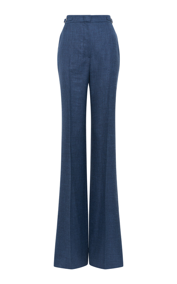 gabriela hearst Vesta Flared Pant in Denim Virgin Wool Silk with Linen