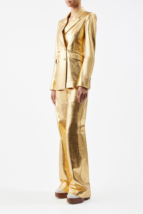 Gabriela Hearst Vesta Pant In Gold Metallic Nappa Leather