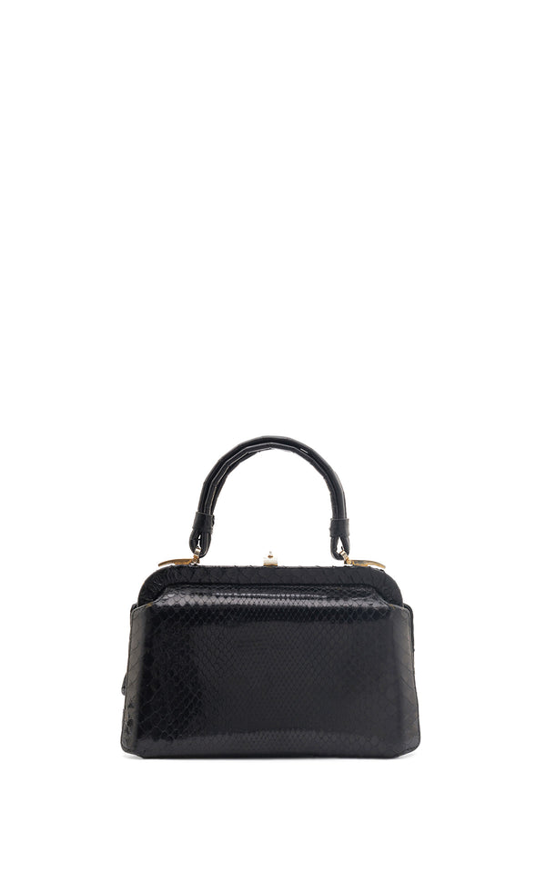 Gabriela Hearst Vintage No.7 Bag In Black Snakeskin & Crocodile Leather