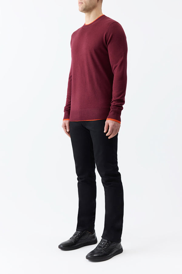 Gabriela Hearst Wells Knit Sweater In Bordeaux & Spice Cashmere Silk