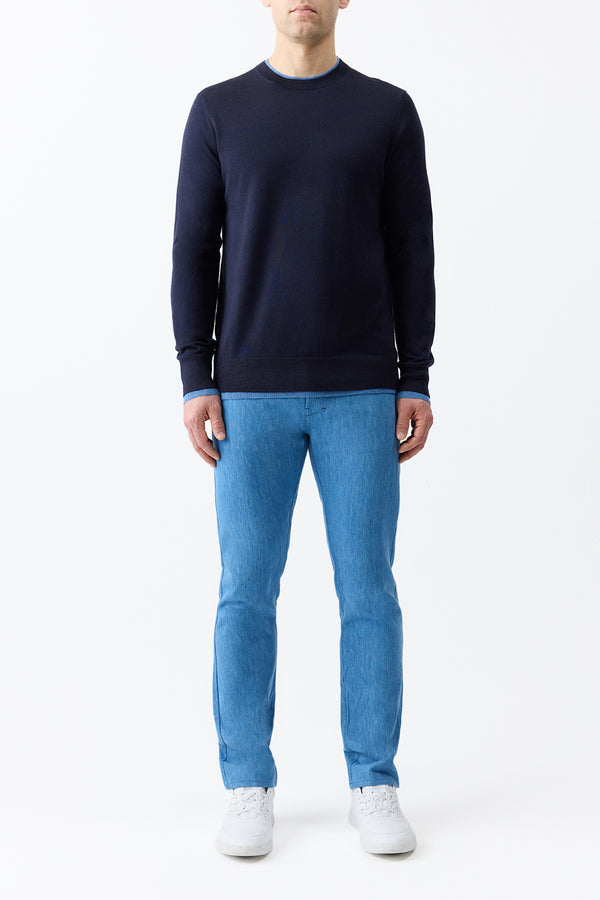 Gabriela Hearst Wells Knit Sweater In Dark Navy & Sky Cashmere Silk