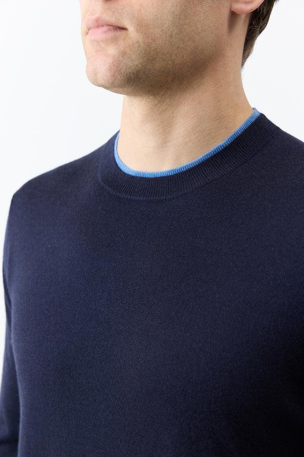 Gabriela Hearst Wells Knit Sweater In Dark Navy & Sky Cashmere Silk