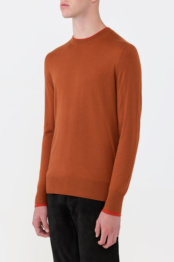 Gabriela Hearst Wells Knit Sweater In Rust & Antelope Orange Cashmere Silk