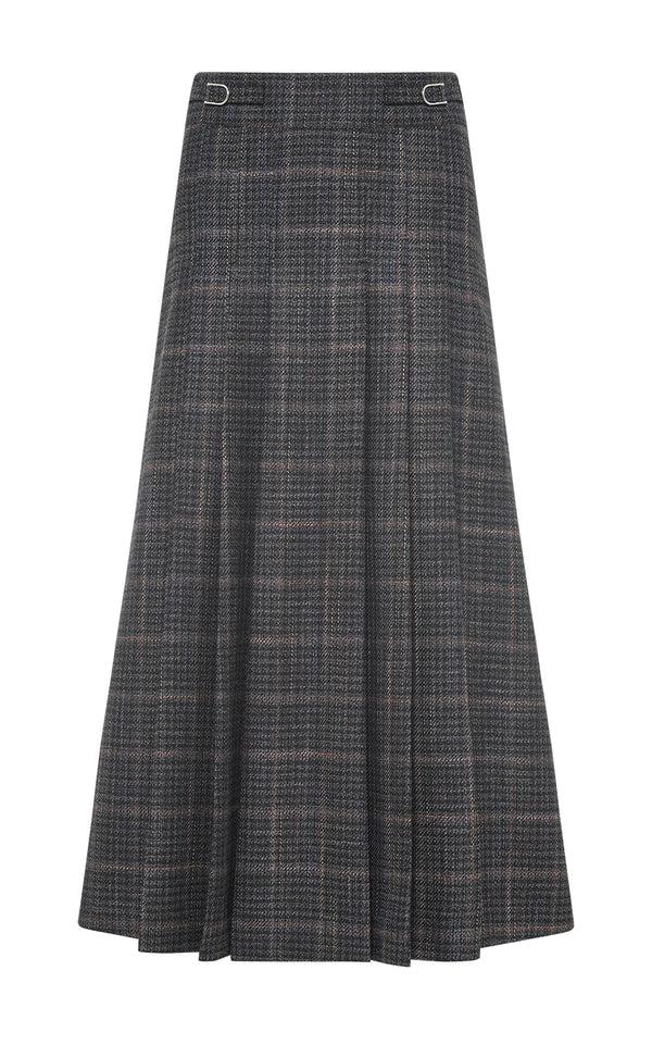 gabriela hearst Wesley Midi Skirt in Charcoal Wool Silk Clubcheck Plaid gabriela hearst Wesley Midi Skirt in Charcoal Wool Silk Clubcheck Plaid