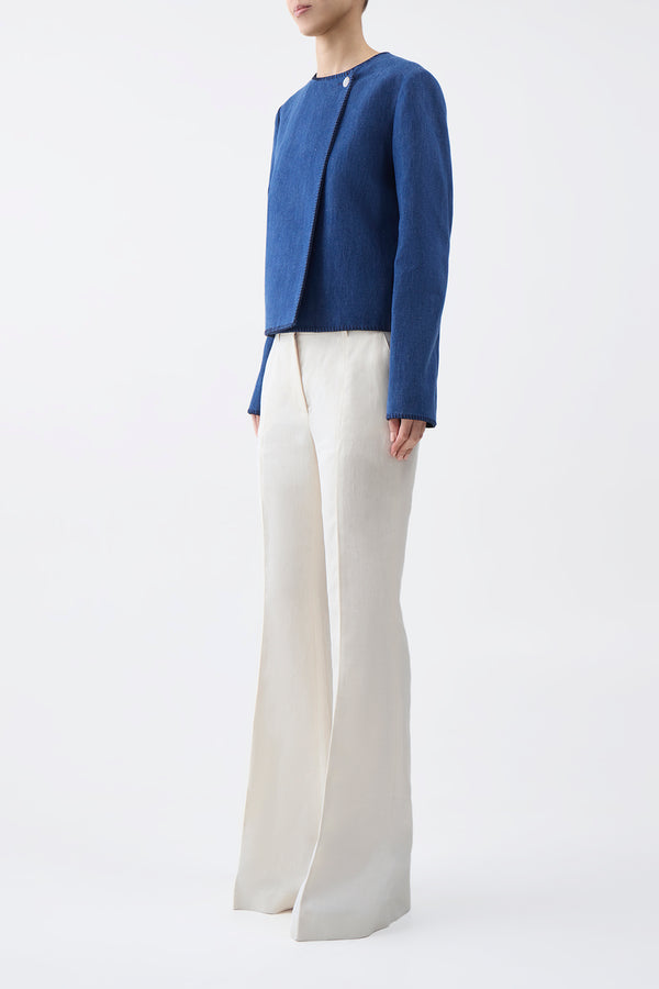 Gabriela Hearst Wyn Jacket In Recycled Cotton Linen Denim