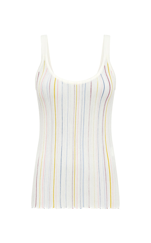 gabriela hearst Yara Pinstripe Knit Tank Top in Ivory Multi Merino Wool