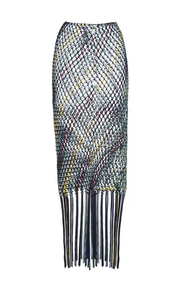 gabriela hearst Zana Fringe Macrame Maxi Skirt in Black Multi Silk gabriela hearst Zana Fringe Macrame Maxi Skirt in Black Multi Silk