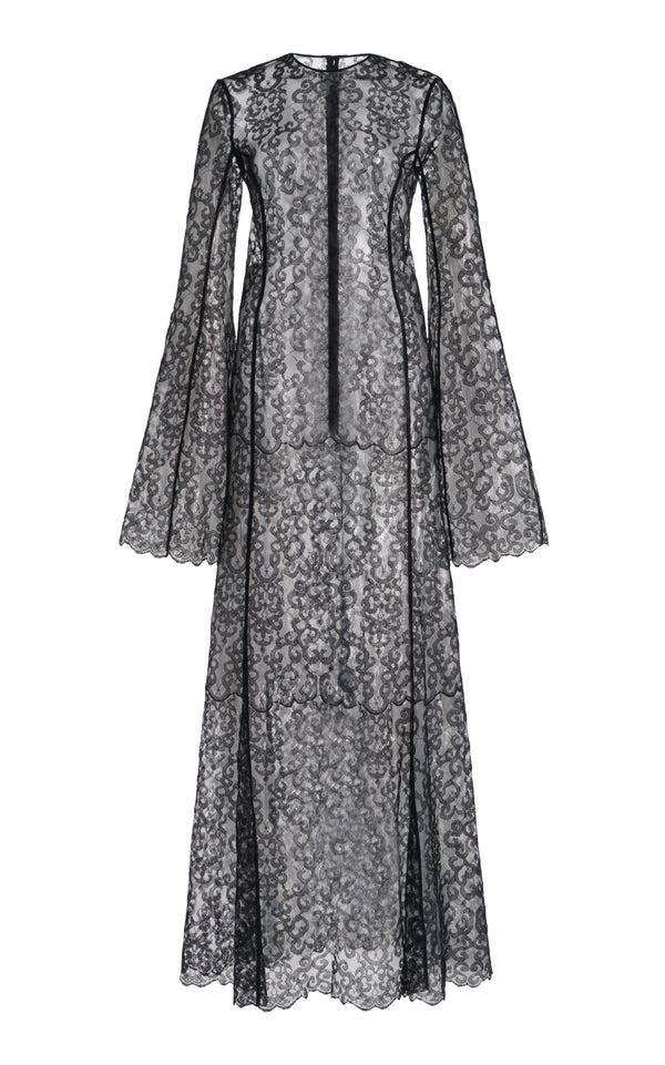 Gabriela Hearst Zimmer Sheer Maxi Dress With Slip In Black Silk Lace