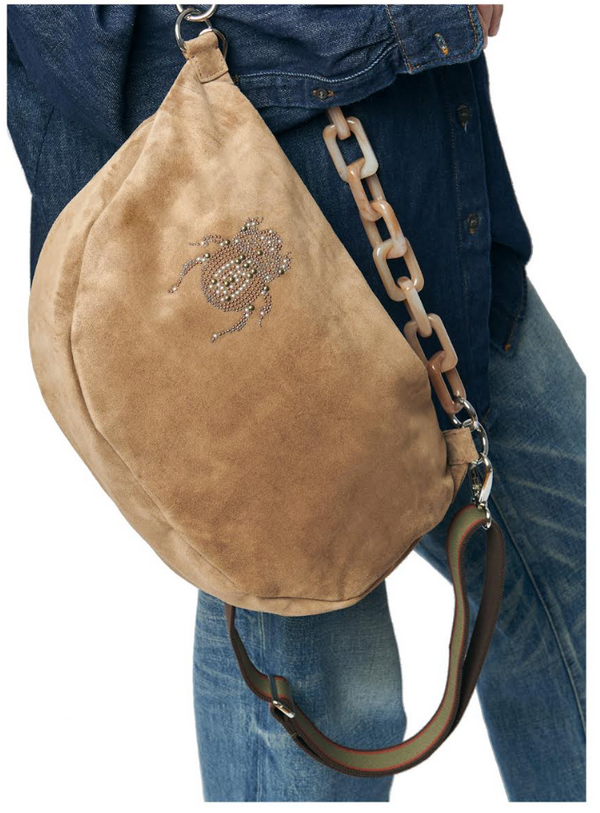 Gabriele Frantzen Belt Bag XXL Studs - Scarabmotive Cappuccino Suede