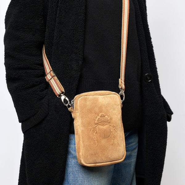 Gabriele Frantzen Crossbody Bag - Scarabmotive Suede Cappuccino