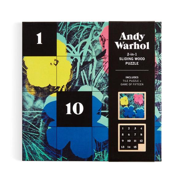 Galison Andy Warhol Flowers 2-in-1 Sliding Wood Puzzle