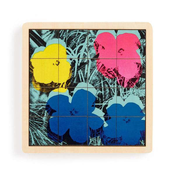 Galison Andy Warhol Flowers 2-in-1 Sliding Wood Puzzle