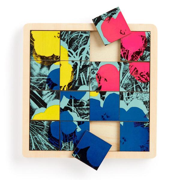 Galison Andy Warhol Flowers 2-in-1 Sliding Wood Puzzle