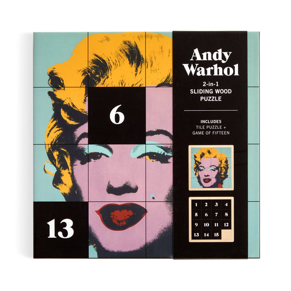 Galison Andy Warhol Marilyn 2-in-1 Sliding Wood Puzzle