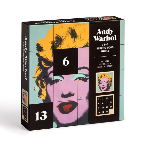 galison Andy Warhol Marilyn 2-in-1 Sliding Wood Puzzle