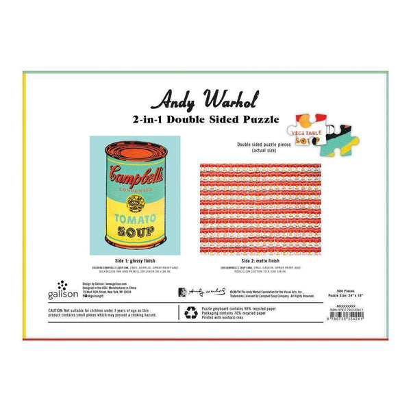 Galison Andy Warhol Soup Can Double-Sided 500 Piece Jigsaw Puzzle