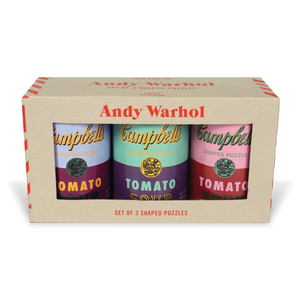 galison Andy Warhol Soup Cans Set of 3 Shaped Puzzles in Tins