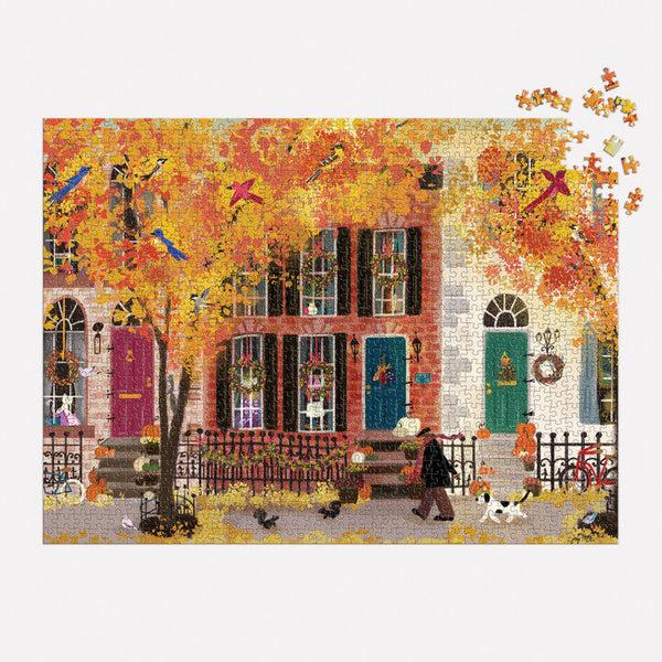 Galison Autumn In The Neighborhood 1000 Piece Puzzle