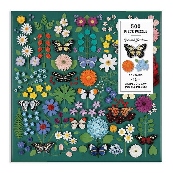 Galison Butterfly Botanica 500 Piece Puzzle With Shaped Pieces