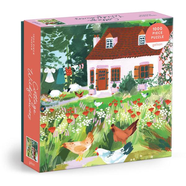galison Cottage Wildflowers 1000 Piece Puzzle in a Square Box