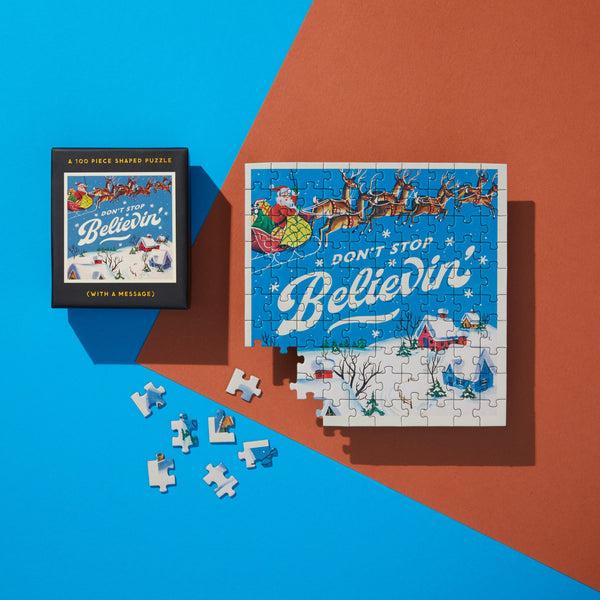 Galison Don't Stop Believin' 100 Piece Mini Shaped Puzzle