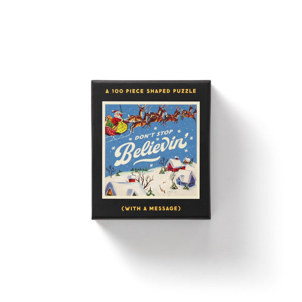 Galison Don't Stop Believin' 100 Piece Mini Shaped Puzzle