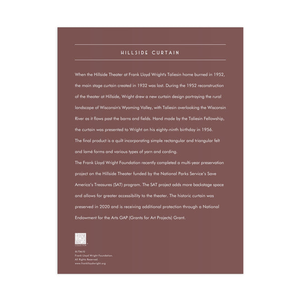 Galison Frank Lloyd Wright Hillside Curtain 1500 Piece Foil Puzzle