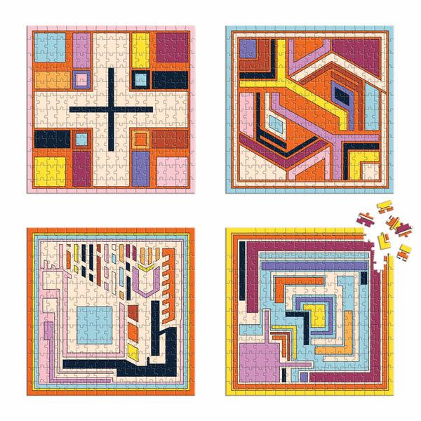 Galison Frank Lloyd Wright Textile Blocks Set Of 4 Puzzles