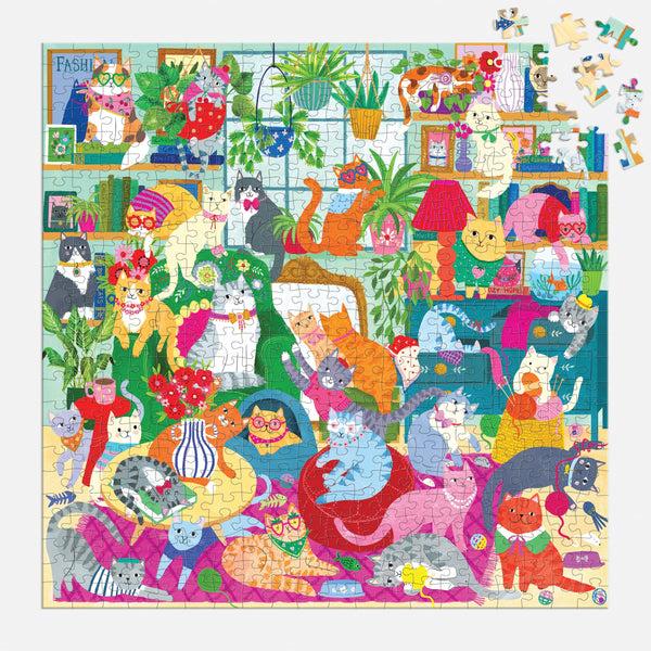Galison Caturday Afternoon 500 Piece Family Puzzle