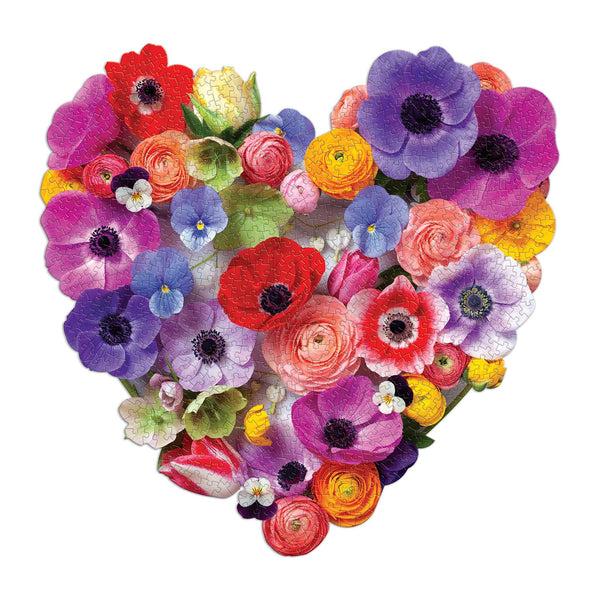Galison Flora Heart 750 Piece Shaped Puzzle