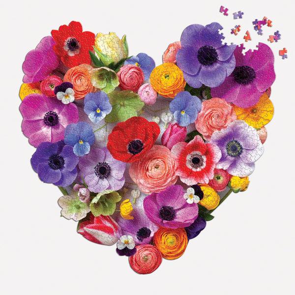 Galison Flora Heart 750 Piece Shaped Puzzle