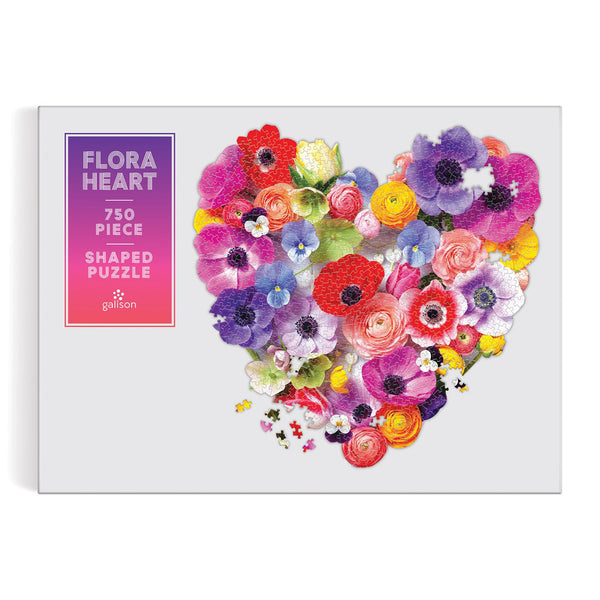 Galison Flora Heart 750 Piece Shaped Puzzle