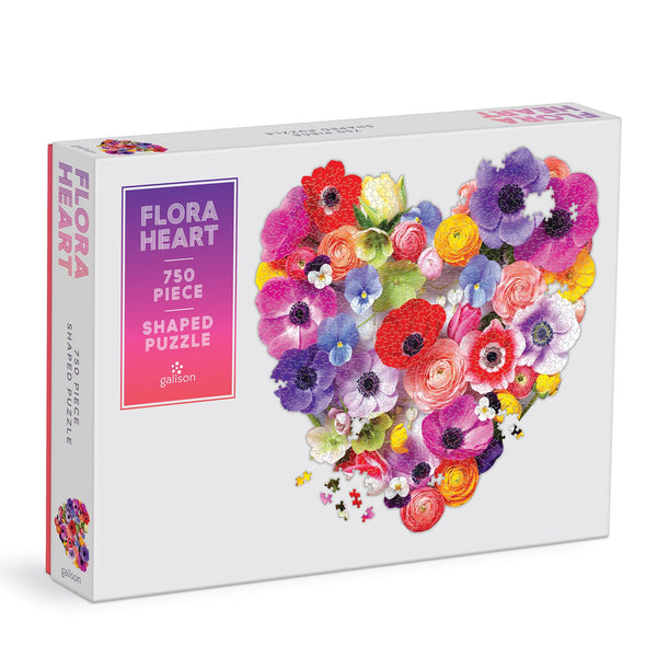 galison Flora Heart 750 Piece Shaped Puzzle