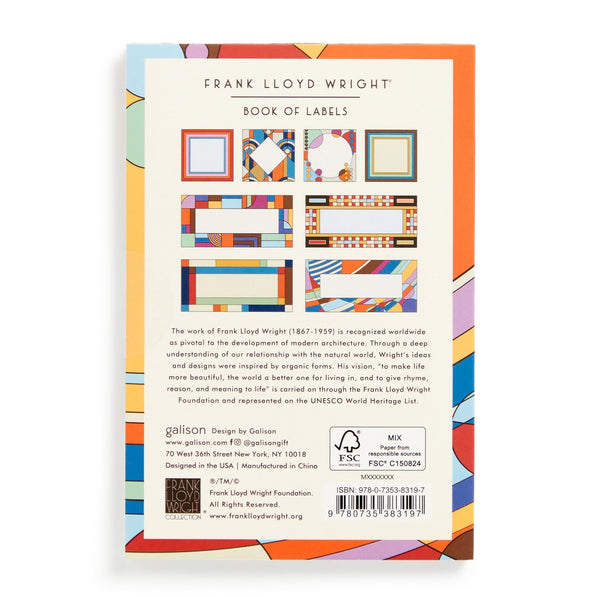Galison Frank Lloyd Wright Book Of Labels