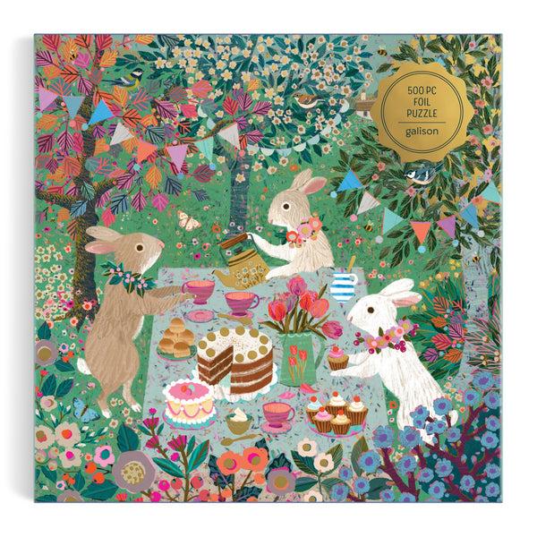 Galison Spring Tea Party 500 Piece Foil Puzzle