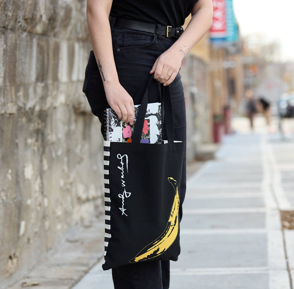 Galison Warhol Banana Canvas Tote Bag - Black