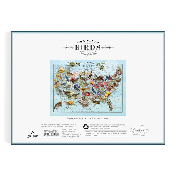 Galison Wendy Gold State Birds 1000 Piece Puzzle