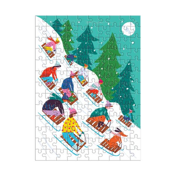 Galison Winter Sledding 130pc Puzzle Ornament