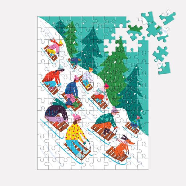 Galison Winter Sledding 130pc Puzzle Ornament