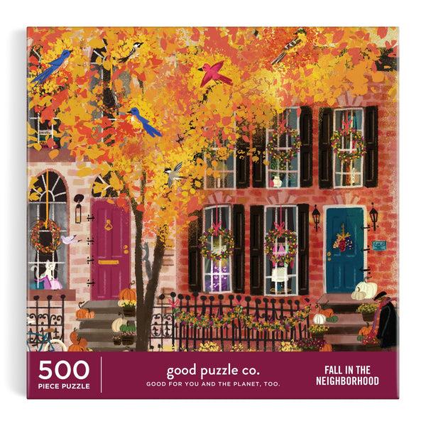 Galison Good Puzzle Co. Fall In The Neighborhood 500pc Puzzle