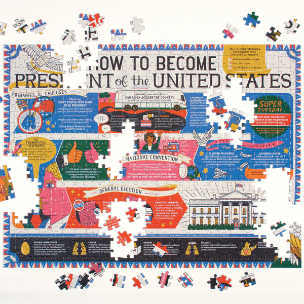Galison How To Become President Of The United States Double-Sided 500 Piece Jigsaw Puzzle