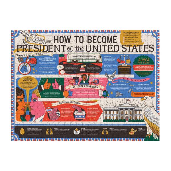 Galison How To Become President Of The United States Double-Sided 500 Piece Jigsaw Puzzle